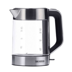 SEVERIN Wasserkocher - 1,7 Liter, Glas/Edelstahl/schwarz