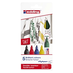 EDDING 4500 Textilmarker creative - Rundspitze, 2-3 mm, 5er Set basic colours