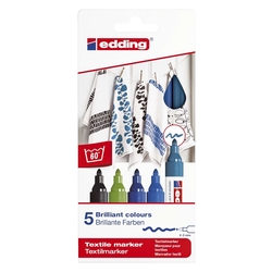 EDDING 4500 Textilmarker creative - Rundspitze, 2-3 mm, 5er Set cool colours