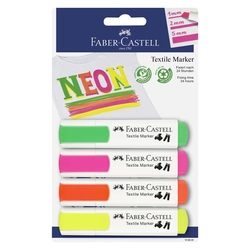 FABER CASTELL Textilmarker - 5 mm, 4 Stück neon sortiert