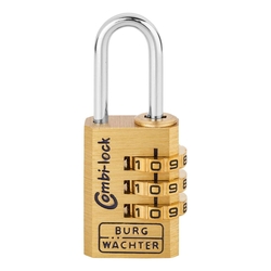 BURG-WÄCHTER Zahlen-Vorhangschloss Combi Lock 80 - drei Zahlenrollen, Bügelhöhe 21,2 mm