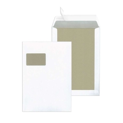 MAILMEDIA Papprückwandtasche C4, mit Fenster, 120 g/qm, weiß, 100 Stück