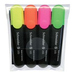 SCHNEIDER Textmarker Job 150 Universal - 1 + 5 mm, Keilspitze, sortiert, 4er Etui