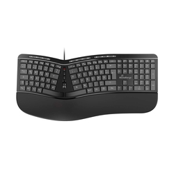 MEDIARANGE Tastatur MROS120 - ergo Multimedia-Tastatur, 124 Tasten un Scroll-Rod, kabelgebunden