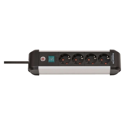 BRENNENSTUHL Steckdosenleiste Premium ALU-Line+Schalter, 4-fach, schwarz