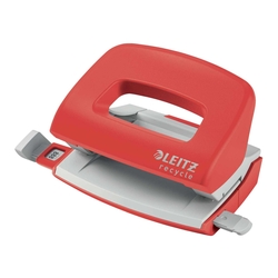 LEITZ 5010 Locher Mini NeXXT Recycle - 10 Blatt, klimaneutral, rot