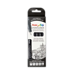PENTEL Permanent Fineliner S20P-5 pigmentierter Tinte, 5 Stück sortiert, schwarz