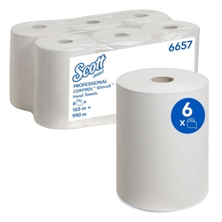 SCOTT Rollenhandtuch Slimroll - 1-lagig, weiß, 6 Rollen à 165 m