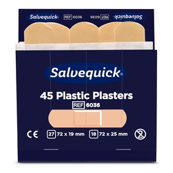 Salvequick Pflaster-Strips - 6x 45 Stück, wasserabweisend Plastic