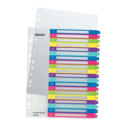 LEITZ 1245 Register Serie WOW - 1-20, A4 Überbreite, 20 Blatt, farbig