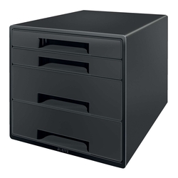 LEITZ 5372 Schubladenbox Recycle CUBE - 4 geschlossene Schubladen, schwarz