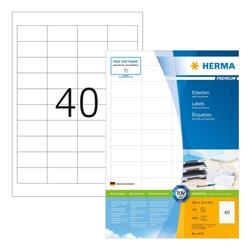 HERMA 4474 Etiketten Premium -  48,5 x 25,4 mm, weiß, matt, Rand, 4000 Stück