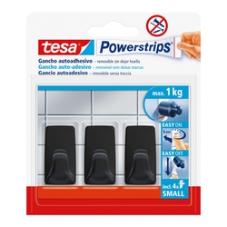 TESA Powerstrips® Systemhaken - ablösbar, S Eckig schwarz Small 1kg