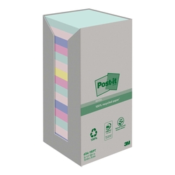 POST-IT Haftnotizblock Recycling Notes - 76 x 76 mm, sortiert, 16 x 100 Blatt