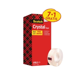 SCOTCH Klebeband Crystal Tape - 19 mm x 33 m, transparent, 8 Rollen