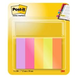 POST-IT Page Marker - 15 x 50 mm, sortiert, 5 x 50 Streifen, 670-5-TFEN