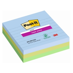 POST-IT Haftnotizblock Super Sticky Notes Oasis Collection - 101 x 101 mm, liniert, 3x 70 Blatt