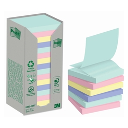 POST-IT Haftnotizblock Recycling Z-Notes - 76 x 76 mm, sortiert, 16 x 100 Blatt