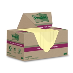 POST-IT Haftnotiz Super Sticky 100% Recycling Notes - 47,6 x 47,6 mm, gelb, 12x 70 Blatt