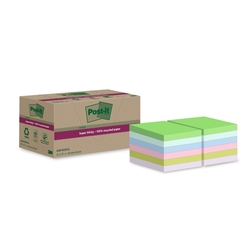 POST-IT Haftnotiz Super Sticky 100% Recycling Notes - 47,6 x 47,6 mm, sortiert, 12x 70 Blatt