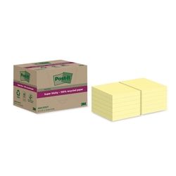 POST-IT Haftnotiz Super Sticky 100% Recycling Notes - 76 x 76 mm, gelb, 12x 70 Blatt