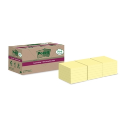 POST-IT Haftnotiz Super Sticky 100% Recycling Notes - 76 x 76 mm, gelb, 14+4x 70 Blatt