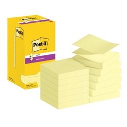 POST-IT Haftnotiz Super Sticky Z-Notes - 76 x 76 mm, gelb, 12x 90 Blatt
