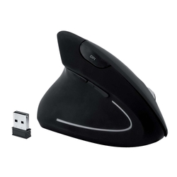 MEDIARANGE Maus MROS232 - ergonomisch, 6 Tasten, optisch, kabellos, schwarz, Linkshänder