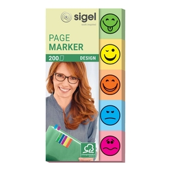 SIGEL Page Marker Design Gesichter - 50 x 20 mm, sortiert, 5x 20 Streifen