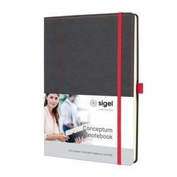 SIGEL Notizbuch Conceptum ca. A4 194 S. Dot-Lineatur 80g/m², Casual grey-red