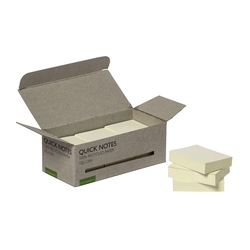 Q-CONNECT Haftnotizblock Recycling - gelb, 38 x 51 mm, 100 Blatt, 12er Box