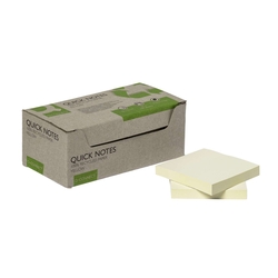 Q-CONNECT Haftnotizblock Recycling - gelb, 76 x 76 mm, 100 Blatt, 12er Box
