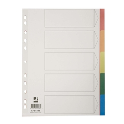 Q-CONNECT Farbregister - blanko, A4, PP, 5 Blatt + Deckblatt