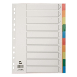 Q-CONNECT Farbregister - blanko, A4, PP, 10 Blatt + Deckblatt