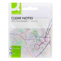 Q-CONNECT Haftnotiz PP - 76 x 76 mm, halbtransparent weiß, 50 Blatt