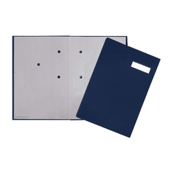 PAGNA Unterschriftsbuch - 5 Fächer, Karton mit Stoffeinband, blau