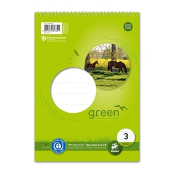 STAUFEN GREEN Spiralblock LIN3 A5 40 Blatt 70g/qm 14 Doppellinien farbig