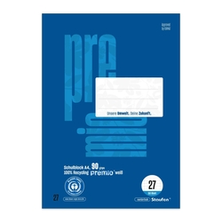 STAUFEN PREMIO Schulblock LIN 27 - A4, 50 Blatt, liniert mit Rand beidseitig, 90 g/qm