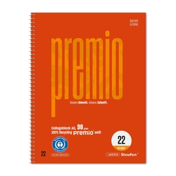 STAUFEN PREMIO Collegeblock LIN 22 - A5, 80 Blatt, 5 mm kariert, 90 g/qm, rot