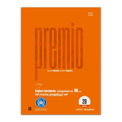 STAUFEN PREMIO Collegeblock LIN 28 Linkshänder - A4, 80 Blatt, 5 mm kariert, 90 g/qm,  orange