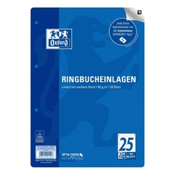 OXFORD Ringbucheinlage LIN25 - A4, liniert, 90g/qm, 4-fach gelocht, 50 Blatt
