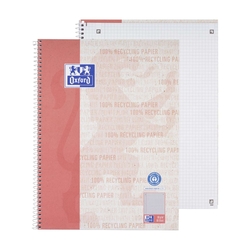OXFORD Collegeblock Recycling - A4+, 80 Blatt, kariert Rand links, rot