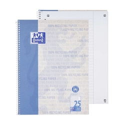 OXFORD Collegeblock Recycling LIN 25 - A4+, 80 Blatt, liniert Rand rechts, blau