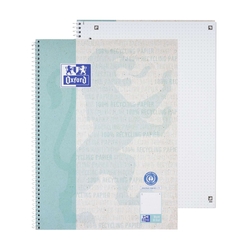 OXFORD Collegeblock Recycling - A4+, 80 Blatt, punktkariert, aqua
