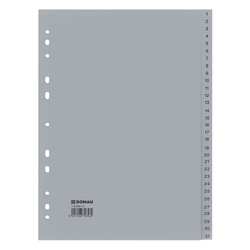 DONAU Ordnerregister 1-31, 22,5x29,7cm, PP, grau