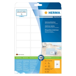 HERMA Adressetiketten Premium - 63,5 x 33,9 mm, weiß, permanent haftend