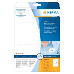 HERMA 4587 Namensetiketten, ablösbar, A4, 80 x 50 mm, weiß, trennbar, Acetatseide, bedruckbar, 100 Stück