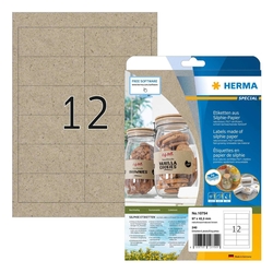 HERMA 10754 Etiketten Silphie-Papier - A4, 97 x 42,3 mm, naturbraun, permanent, 480 Stück