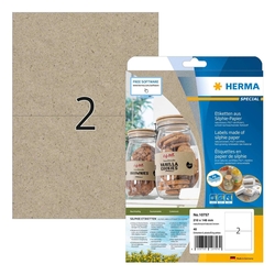 HERMA 10757 Etiketten Silphie-Papier - A4, 210 x 148 mm, naturbraun, permanent, 40 Stück