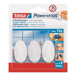 TESA Powerstrips® Haken ablösbar - oval weiß, Tragfähigkeit 750 g